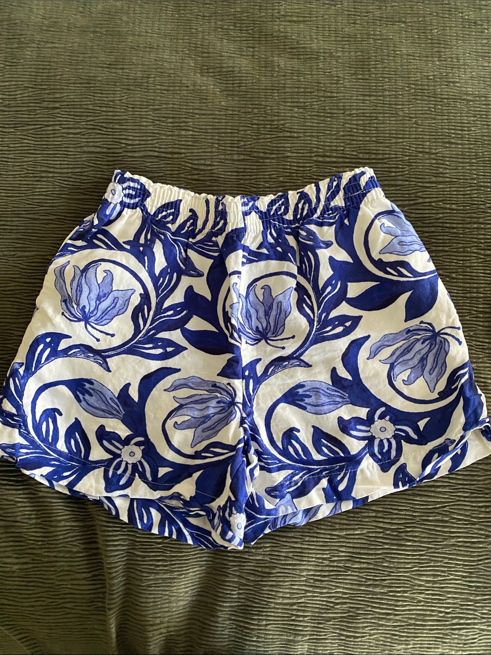 H&M White Shorts with Blue Floral Print